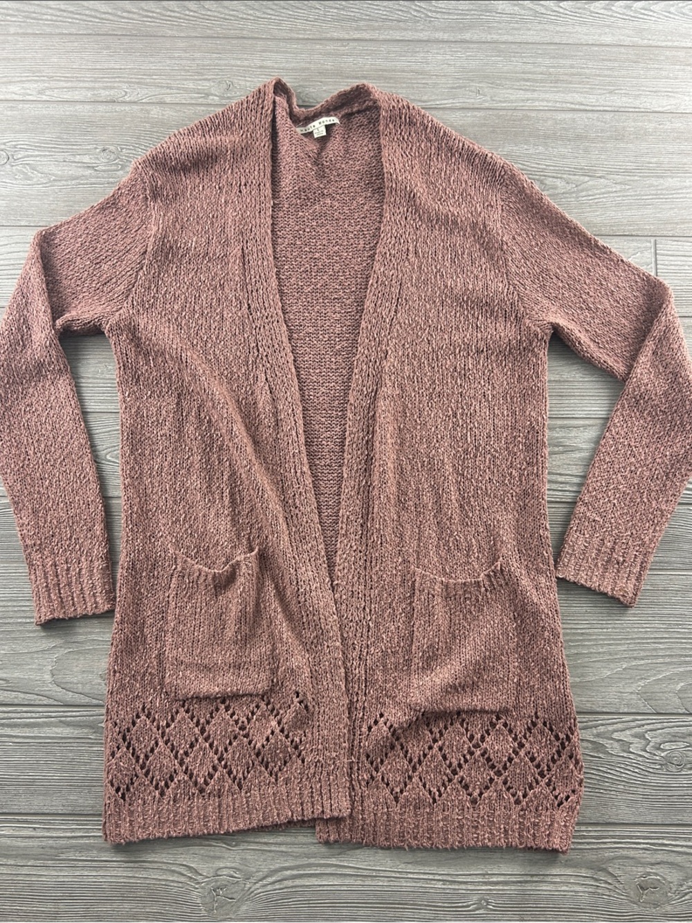 Haute Monde Dusty Rose Open-Front Knit Cardigan with Pockets